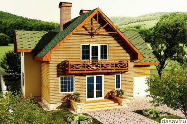 Красивые дома каркасного типа, зеленная крыша
