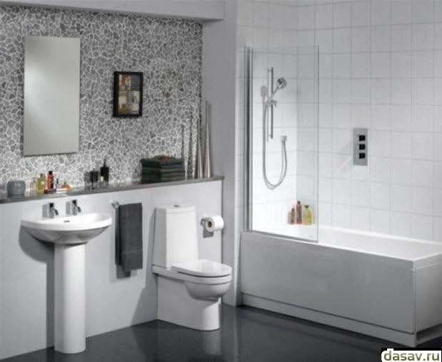 Белая плитка для ванной комнаты, в результате красивый дизайн