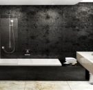 Дизайн черно-белой ванной комнаты