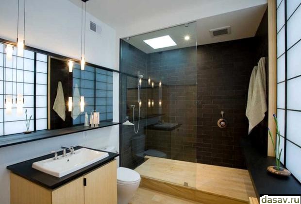 Дизайн черно-белой ванной комнаты, в результате полное расслабление