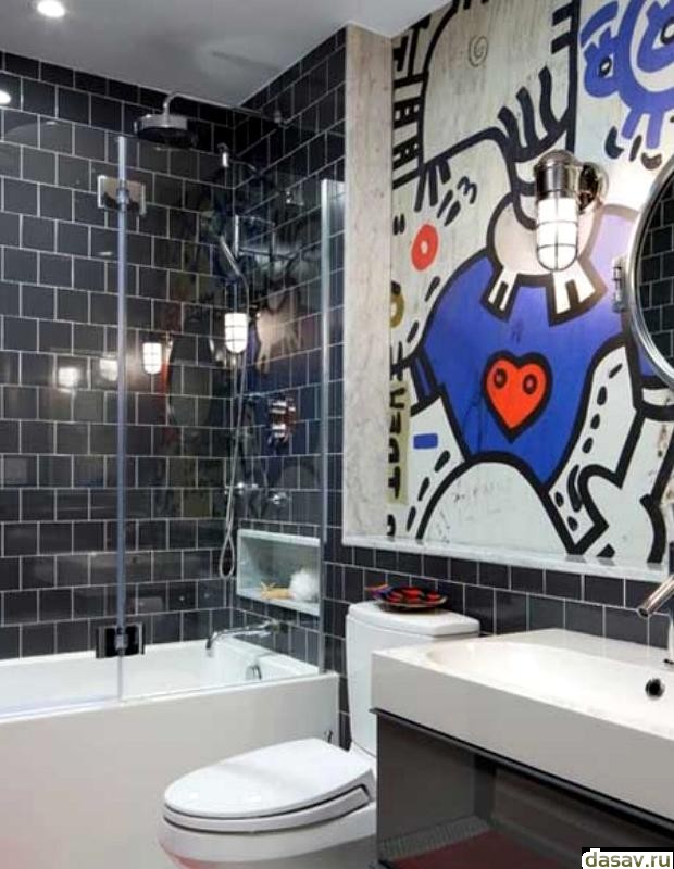 Дизайн черно-белой ванной комнаты, в результате особенный стиль